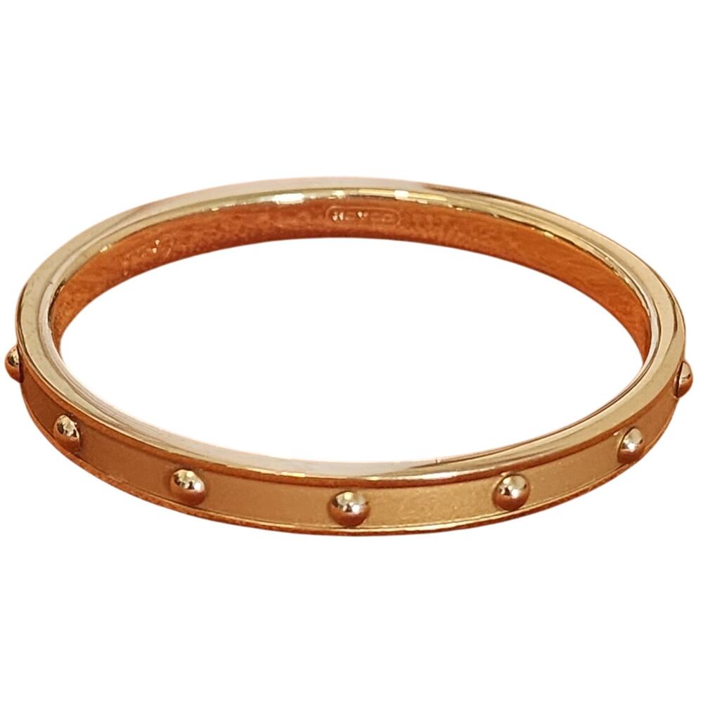 Coach Gold-Toned & Gold Enameled Studded Bangle Bracelet